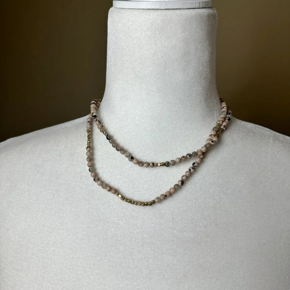 Stretch Stone Silver Bead Necklace /Bracelet - Picture 4 of 9